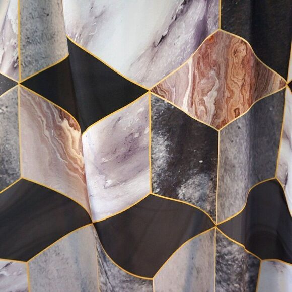 Bathroom Shower Curtain Abstract Modern Geometric Marble - Picture 5 of 9